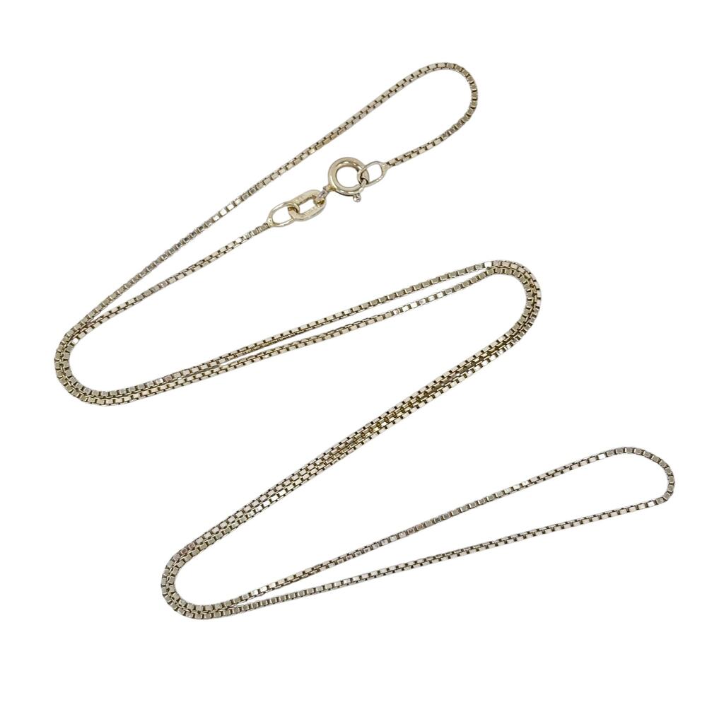 Vintage Italy Sterling Silver 925 Box Link Chain Necklace 21.5"